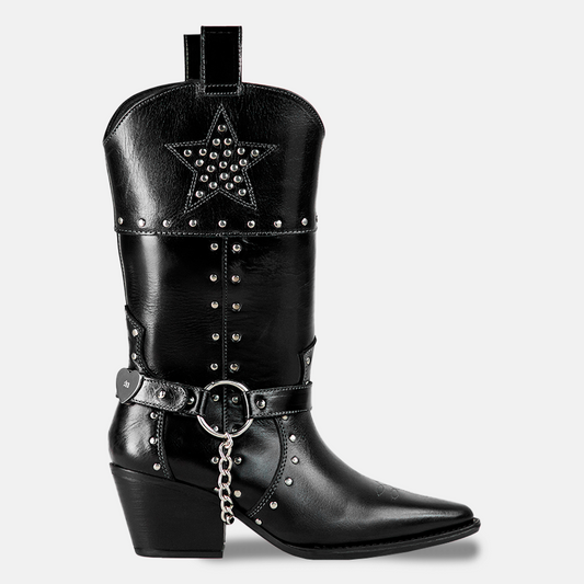 The Cayetana Black & Studs Leather